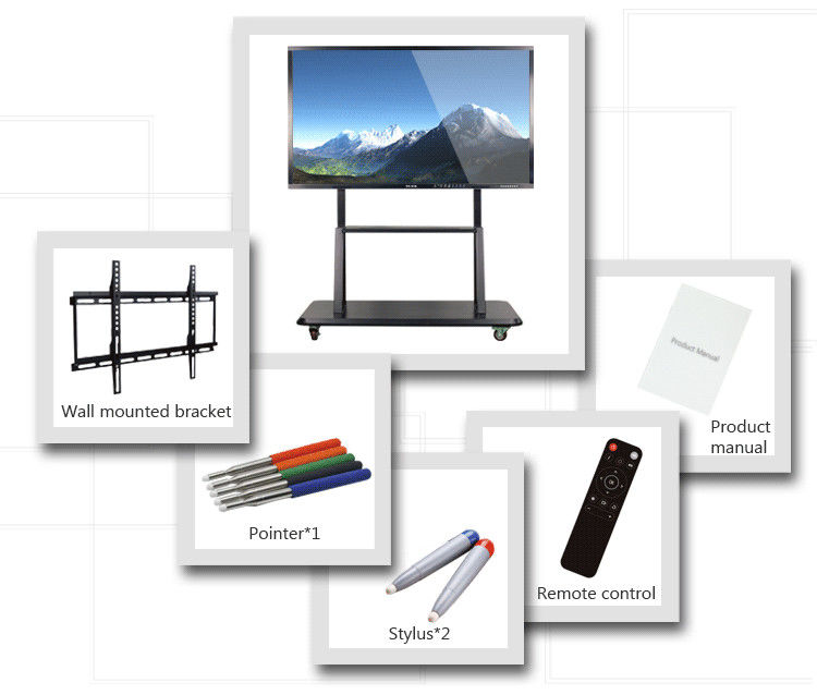 Black Frame LED IR Interactive Whiteboard Display With Digital Pen